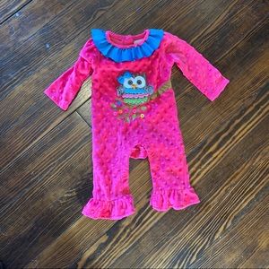 Mud pie Owl jumpsuit 6-9 months